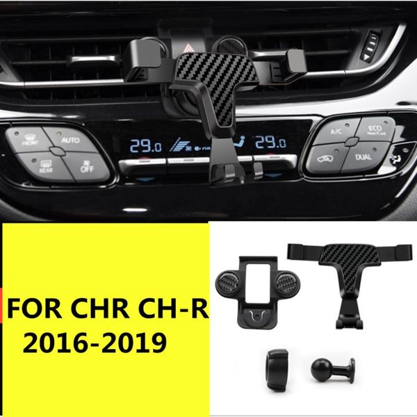 

car phone holder carbon fiber mobile for toyota chr 17-19 cell mounts & holders