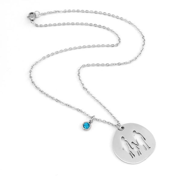 

pendant necklaces family love mom dad daughter zodiac gifts stainless steel pendants girls mothers fathers necklace for children kids, Silver