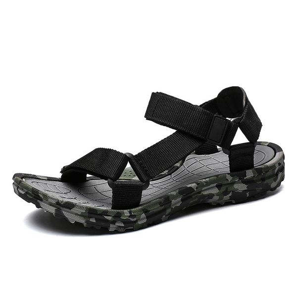 

dress shoes summer men sandals gladiator beach male camouflage slippers sport water flip flops sandalia masculina zapatos de hombr, Black