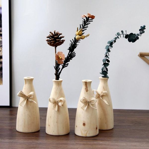 

vases nordic wooden vase solid wood flower plants pot container living room arrangement table oranment crafts