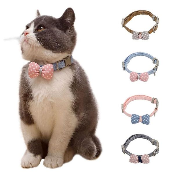 

cat collars & leads collar, small and dog pet beauty supplies 1pc cute polka dot bow decoration adjustable 1.0 cotton/