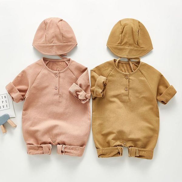 

baby romper 0-24m spring autumn pure color loose crawling clothes casual long sleeve jumpsuit 210515, White