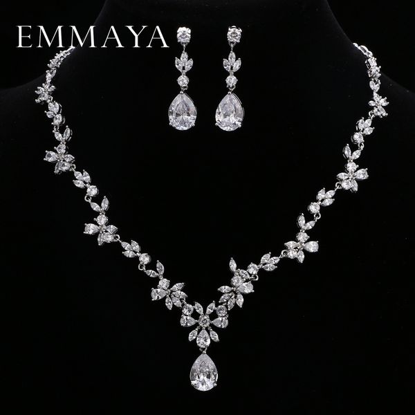 

jewelry sets emmaya brand gorgeous aaa cz stones set white crystal flower party wedding for women, Black