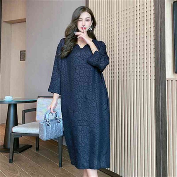 

dress miyake fashion fold round collar solid with loose, Black;gray