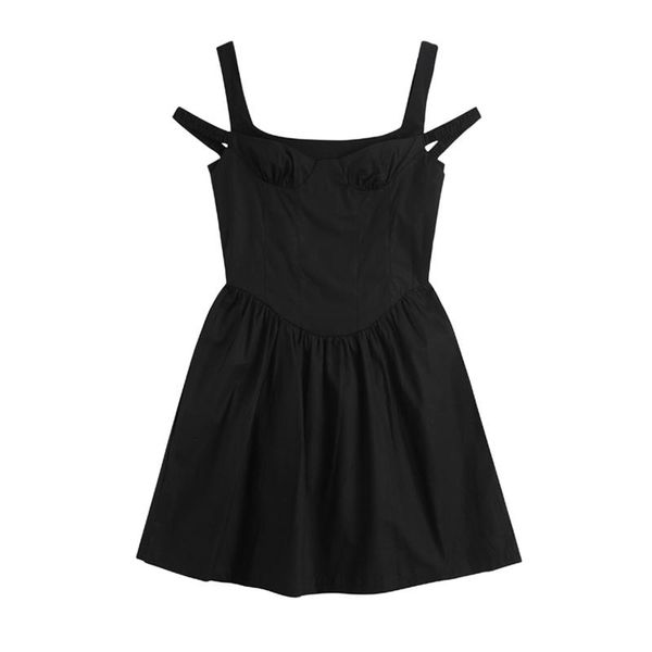 

korean fashion girls mini dress faux two pieces strap women casual dresses, Black;gray