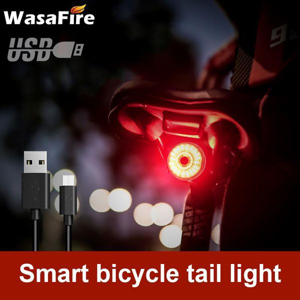 

bike lights bicycle smart auto brake sensing light waterproof 6 modes led charging cycling taillight rear accessories