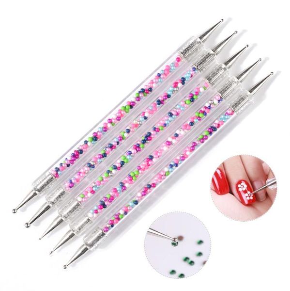

pcs/set uv gel painting double pen nail decoration embellishment acrylic pearl salon manicure tool kit brushes, Yellow