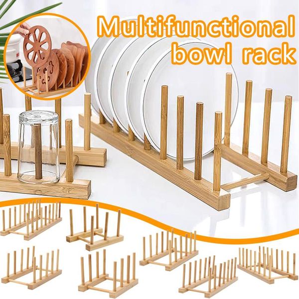 

kitchen storage & organization plate drying drain stand shelf bamboo dish holder rack tableware drainboard sink organizer gadgets