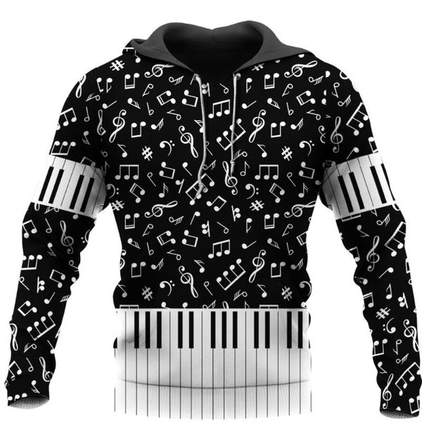 

men's hoodies & sweatshirts love piano 3d printed fashion hoodie harajuku streetwear autumn sweatshirt casual jacket, Black