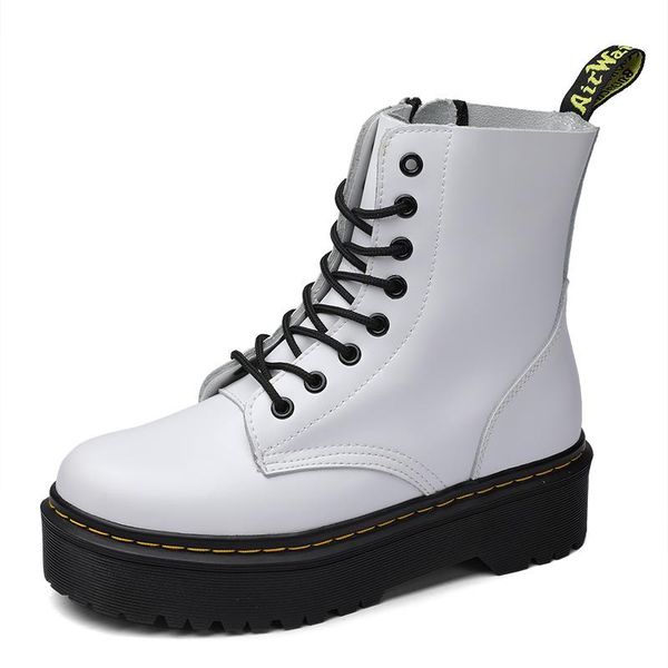 

boots chunky motorcycle for women retro fashion women's heighten leather couple shoes spring/autumn, Black