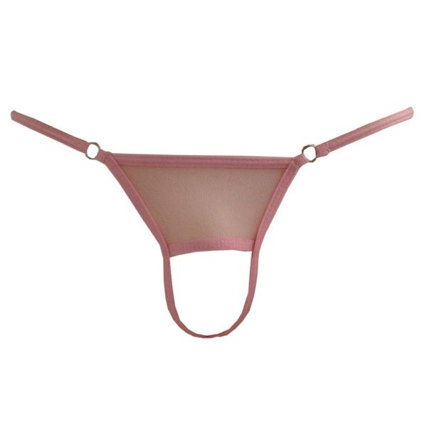 

women's panties lingerie ropa mujer underwear women lenceria tanga thong micro bikini solid color hollow out transparent metal ring, Black;pink