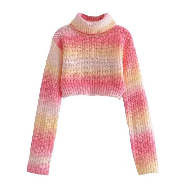 

women's sweaters pink tie dye turtleneck sweater for girls sweet long sleeve straight knitted crop women casual loose short pullover au, White;black