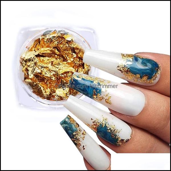

decorations salon health & beautygold sier aluminum nail foil glitter sequins nails art irregar flakes polish manicure design stickers decor, Silver;gold