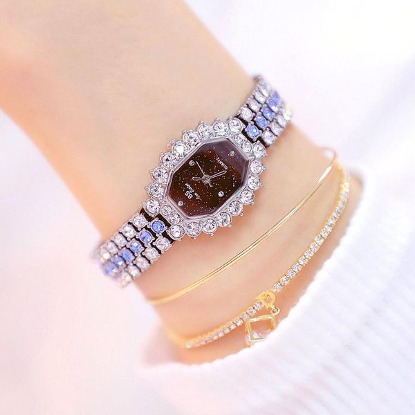 

wristwatches 2021 luxury women watches diamond elegant dress quartz ladies rhinestone wristwatch relogios femininos wach, Slivery;brown