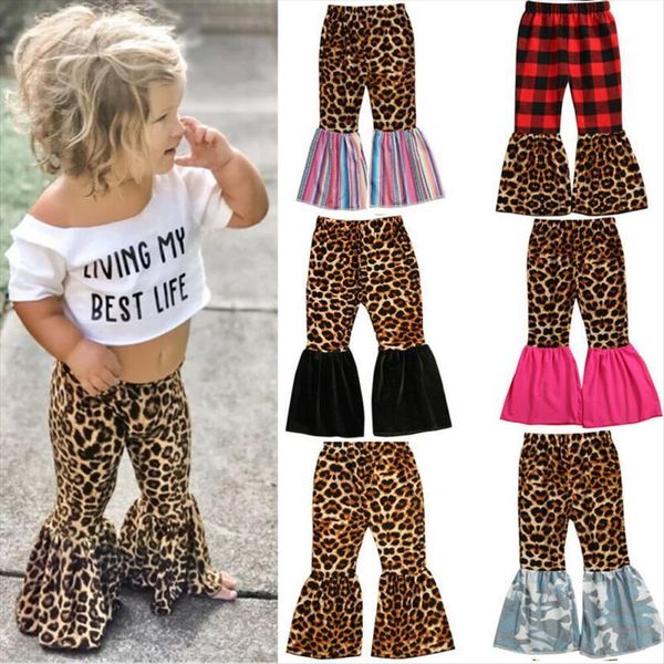 

9colors infant kids baby girl pants clothes leopard plaids flares leggings trousers outfit 1 6y, Blue