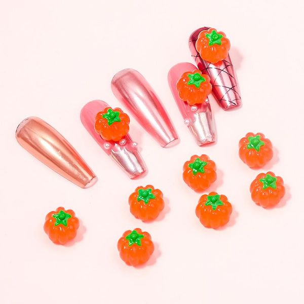 

nail art decorations 10 pcs/pack designer charms rhinestones cartoon tomato 3d diy mobile phone accessories supplies, Silver;gold