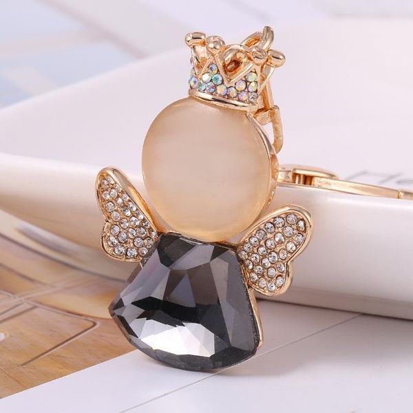 

keychains metal crystal figure key chain bag ornaments creative fashion female cute angel doll keychain gift wholesale, Silver