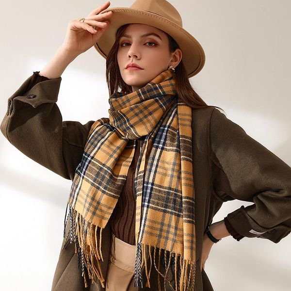 

scarves autumn and winter scarf female british bagh bristled cashmere shawl dual-use thick couple, Blue;gray