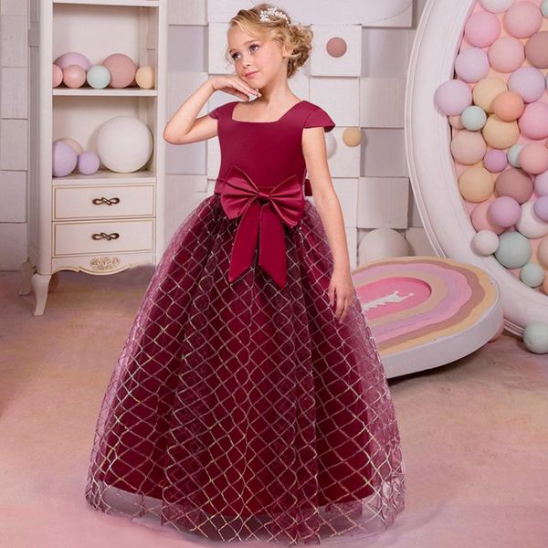 

girl's dresses 2021 summ plaid dress princess elegant kids party for girls children costumes long wedding teens 10 12 year vestido, Red;yellow