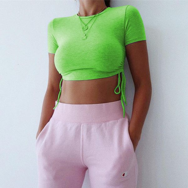 

street summer basic womens crop teenager fashion solid color t shirts, White