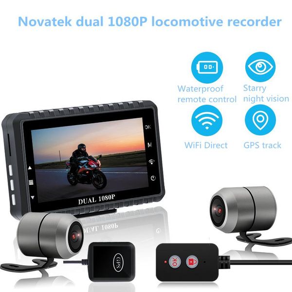 

car rear view cameras& parking sensors motorcycle driving recorder dual camera s 1080p hd wifi locomotive gps with wire eis anti-shake night