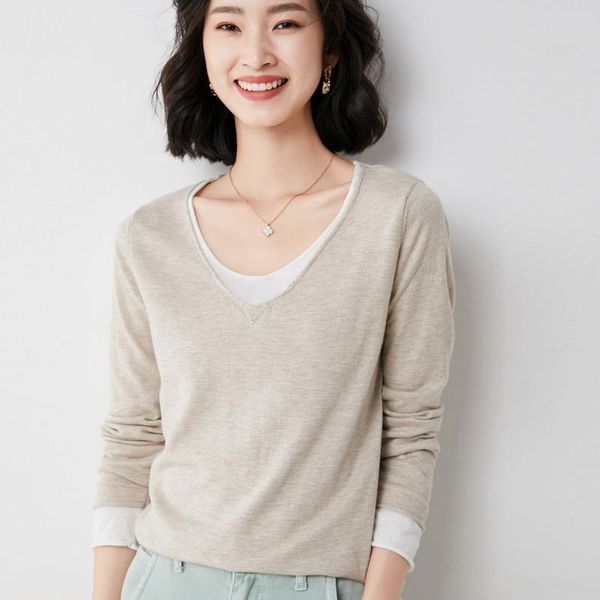 

women's sweaters fashion winter 2021 knitting shirt neckline full sleeve cashmere, White;black