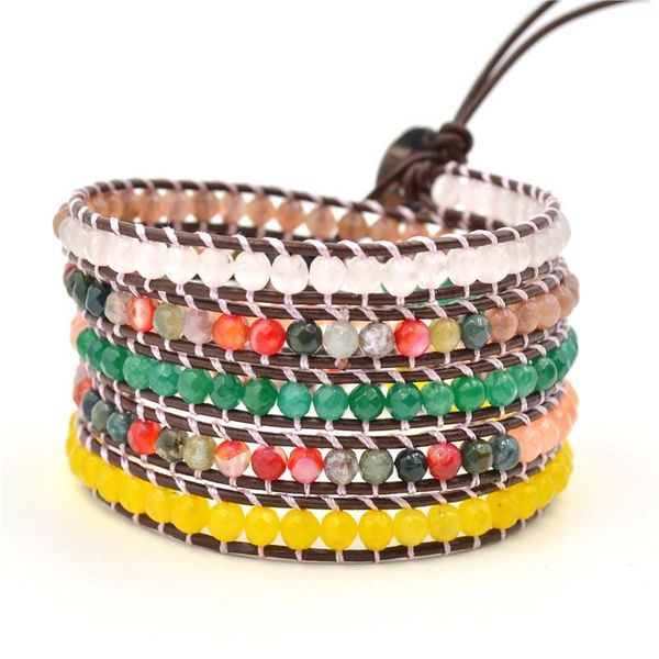 

tennis colored wrap bracelet jewelry bohemia style with natural handmade stone woven beads woman charms for fashion business gifts 2021, Golden;silver