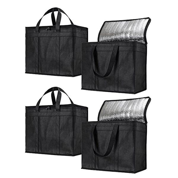 

dinnerware sets 4 pack grocery bags reusable thermal cooler tote leakproof with zipper keeps or cold great for delivery