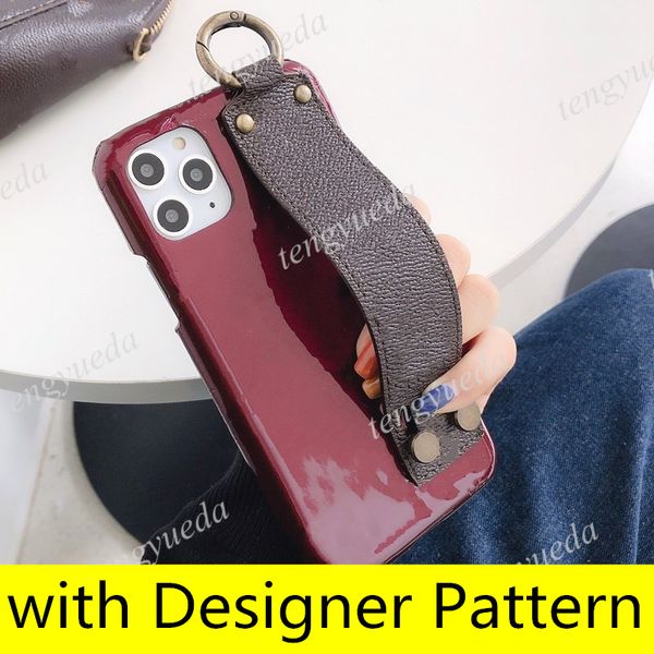 

fashion designer phone cases for iphone 13 13pro 12pro 12 11 pro max xs xr xsmax 8plus patent leather wristband cellphone case with samsung