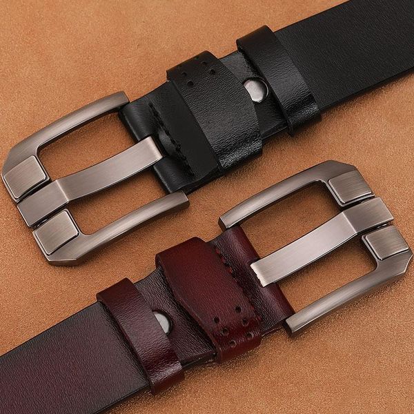 

belts plus large size 140 150cm long for men pin buckle luxury genuine leather waist strap belt fashion vitntage male, Black;brown