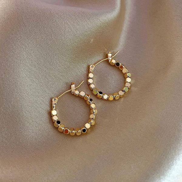 

hoop & huggie fashion trendy statement earrings for women gold color bead earring luxury jewelry accessory wedding anniversary, Golden;silver