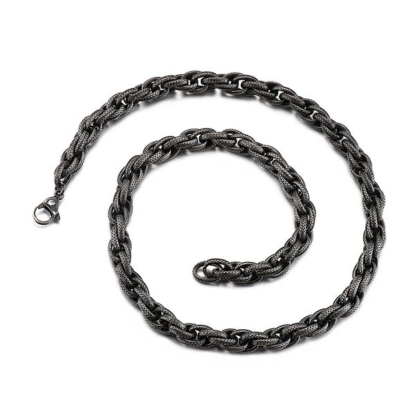 

20-32'' 8mm black stainless steel hip-hop twist chain necklace link for mens boys xmas birthday gifts, Silver