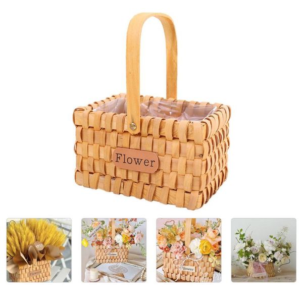 

storage baskets 1pc hand-woven flower basket multi-purpose bamboo
