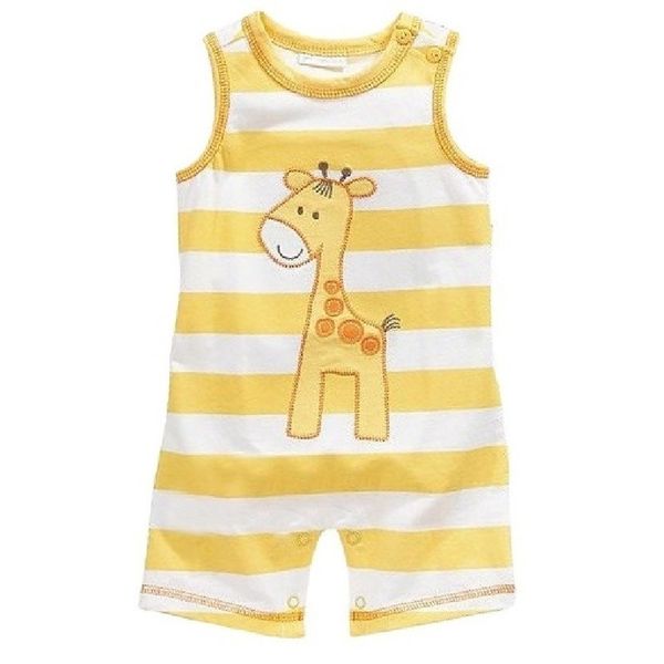 Verão bebê menino romper bebe corpo 100% algodão bebê meninos roupas recém-nascido macacão sem mangas girafa shortall 210413