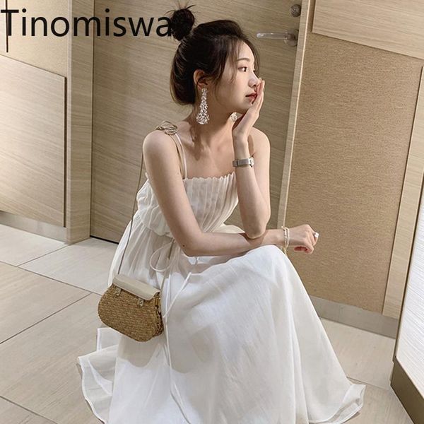 

casual dresses tinomiswa sling dress summer 2021 fashion square collar spaghetti strap lady vestidos robe korean chic female a2326, Black;gray