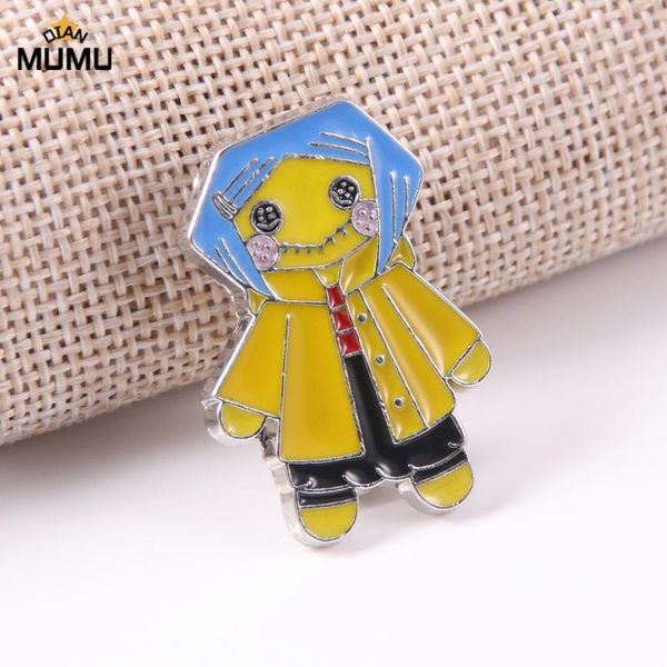 

pins, brooches classic cartoon anime coraline doll brooch pins enamel metal badges lapel pin for women kids jewelry, Gray