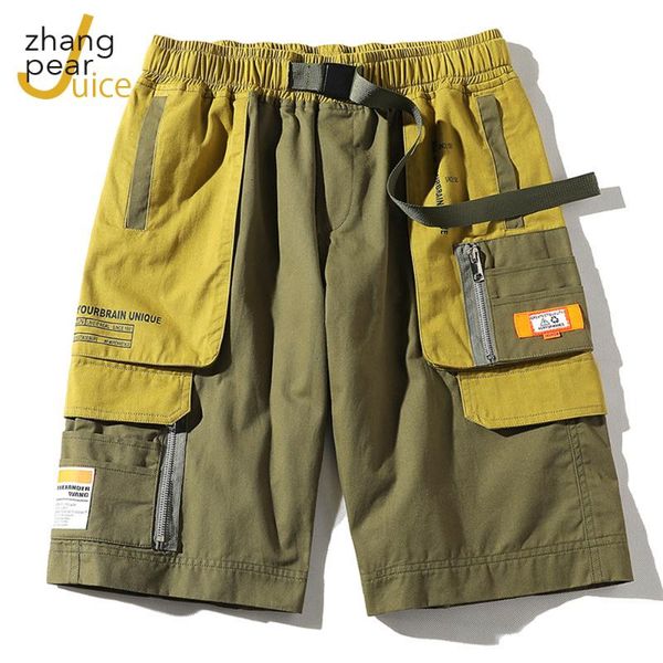 

summer men's multi pocket military cargo shorts male mens cotton casual patchwork short pants, White;black