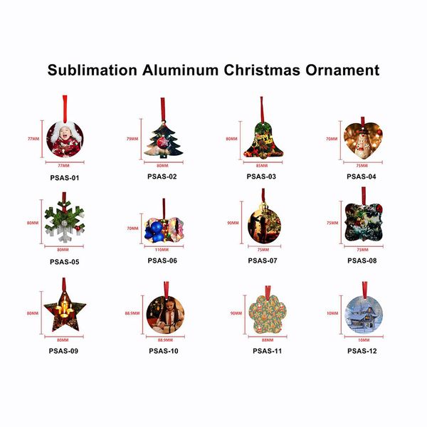 

factory outlet christmas decoration sublimation blank christmas ornament double-sided xmas tree pendant multi shape alum