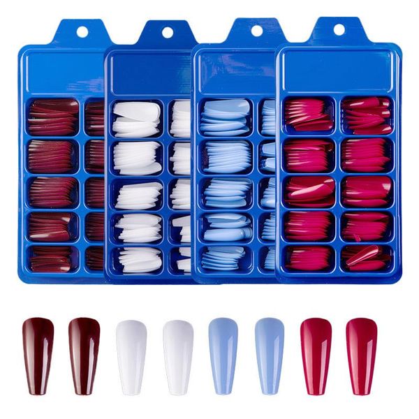 

nail art kits 100pcs/set french ballet fake nails european and american style color full sticker portable wearable art, tools