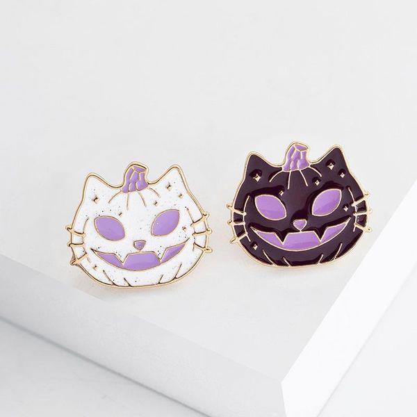 

pins, brooches halloween pin funny pumpkin girl accessories purple white brooch jewelry for women men holiday party gifts, 1 pc, Gray