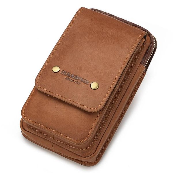 

leather vertical men belt waist bag phone wallet cellphone loop holster case mini travel messager pouch crossbody bags