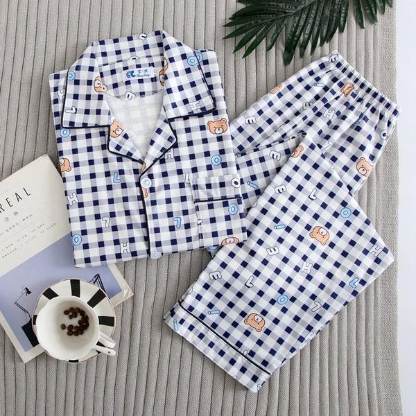 

Men's Sleepwear Brand Spring Summer Autumn Men Pajamas Set Shirt & Shorts Plaid Male Pijamas Buttons Closure Pure Cotton Home Clothing QDYU, Black;brown