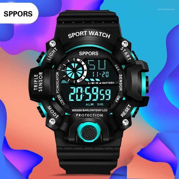 

fashion multifunction sports watch led digital watches for men date calendar week alarm tpu strap wristwatch reloj hombre wristwatches, Slivery;brown