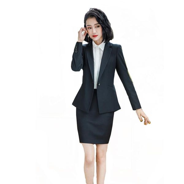 

women's suits & blazers work fashion pants skirt 2 pieces sets blazer+skirt pant white and vest business formal clothes, White;black