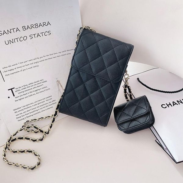 

cell phone pouches luxury designer crossbody pouch caviar leather cellphone cosmetic bags card wallet purse mini earphone case 2 in 1 can se