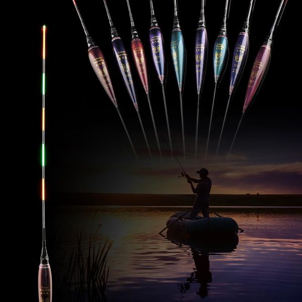

fishing accessories 10styles float with button battery night luminous smart gear led light auto remind lure