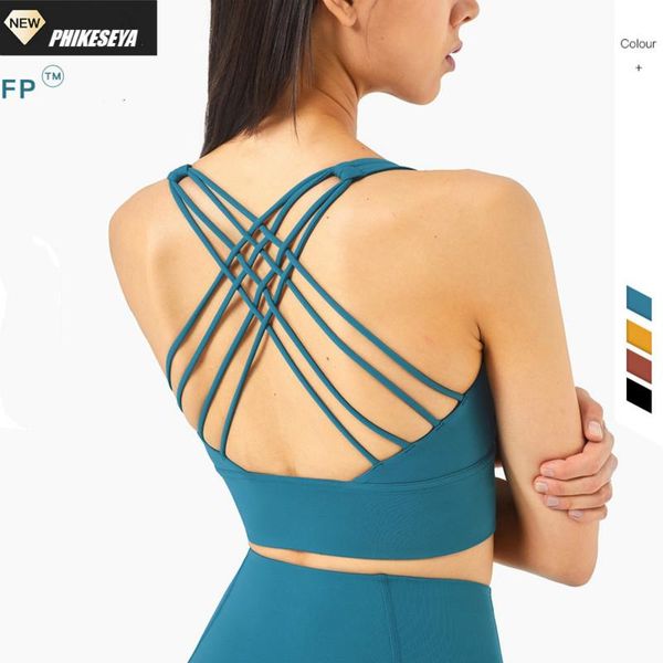 

yoga outfit shockproof cross straps running gym sport bras women fp high strength push up workout fitness crop brassiere