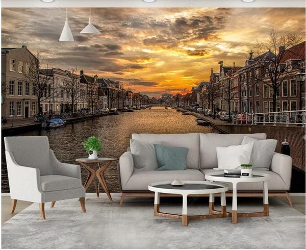 

wallpapers custom mural 3d po wall paper european town water city landscape living room wallpaper for walls in rolls home decor