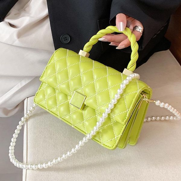 

shoulder bags elegant female tote sewing thread 2021 fashion women designer handbag pearl chain messenger bag purses