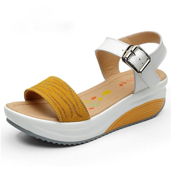 

dress shoes women's ladies female genuine leather platform sandals high heels summer cool beach flip flop 35-40, Black